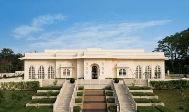 The main facade of The Oberoi Spa at The Oberoi Sukhvilas Resort & Spa, Siswan Forest Range, New Chandigarh