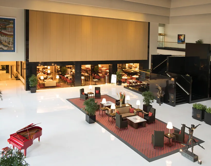 Luxurious lobby with red piano at The Oberoi, Mumbai. Luxurious lobby with red piano at The Oberoi, Mumbai.