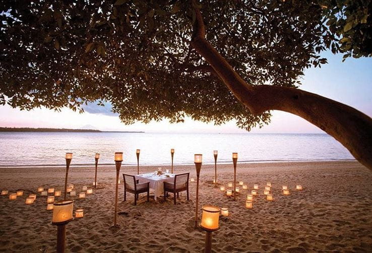 Romantic Sunset Dinner by the Beach at The Oberoi Beach Resort Lombok